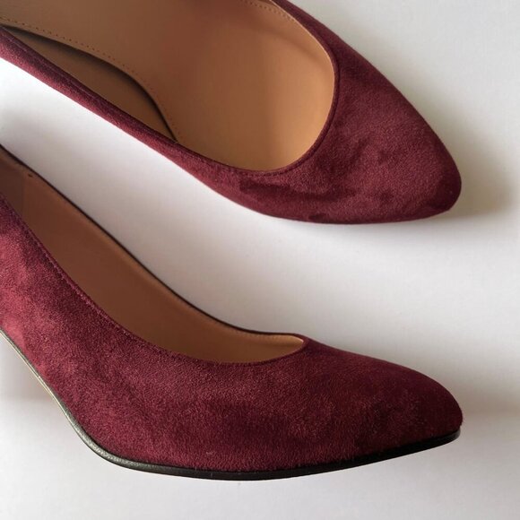 Brooks Brothers Women Burgundy Wine Suede Mid Heeled Pumps | Size 7 - Picture 5 of 10